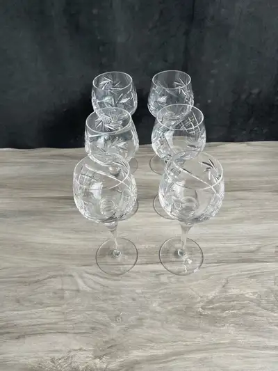 Vintage Bohemia Pinwheel Crystal Wine Hocks, View more
