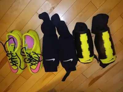 Nike soccer cleats & 2 sets of shin pads - Women's size 8, View more
