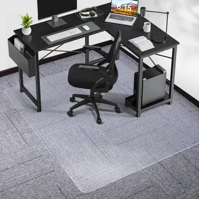 Clear T-Shape Carpet Chair Mat - SALLOUS 46"x60" Floor Protector, View more