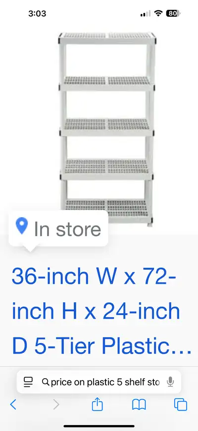 Plastic shelving unit