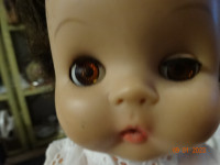 dee cee doll, Canadian, 14inch,nurser,brown eyes, nurser ,dress