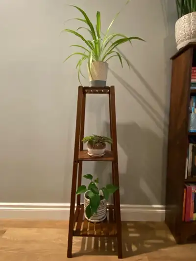 Beautiful bamboo three tiered plant stand, View more