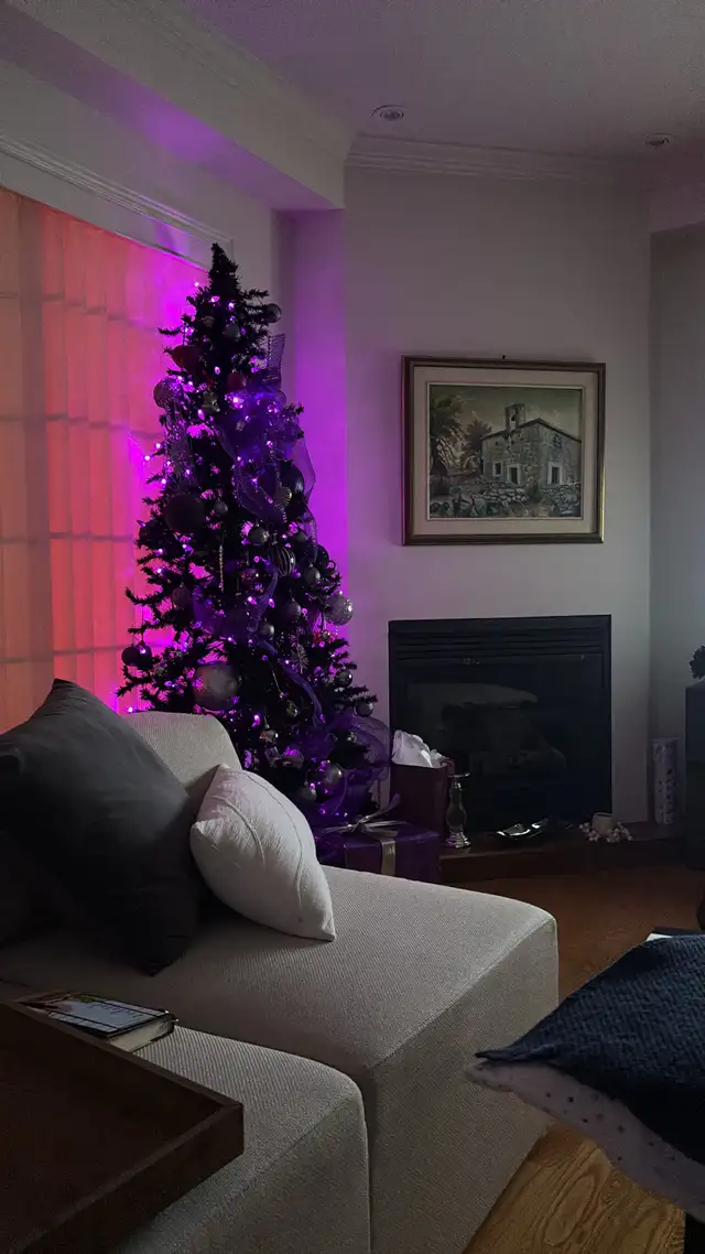 Beautiful black half Christmas Tree with lights and decorations in Holiday, Event & Seasonal in Gatineau - Image 3