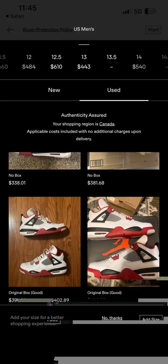 Jordan 4 Fire Red size 13 2012 w OG Box in Men's Shoes in Markham / York Region - Image 5