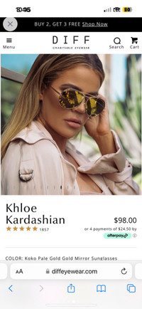 Diff x Khloe Kardashian gold aviator sunglasses