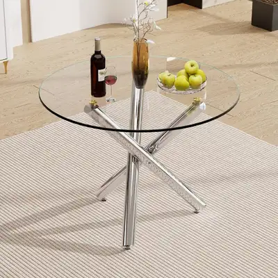 Round Glass Dining or Kitchen Table, View more
