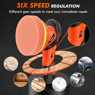 Cordless Car Buffer Polisher - 2pcs 12V Lithium Rechargeable Battery, 6 Variable Speed, 2500-5000RPM...