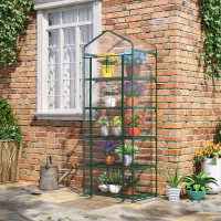 5 Tier Mini Greenhouse, Portable Outdoor Flower Stand with Shelf