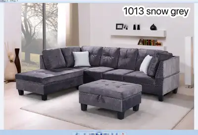 Snow Grey Sectional Sofa with Ottoman! FREE DELIVERY, View more
