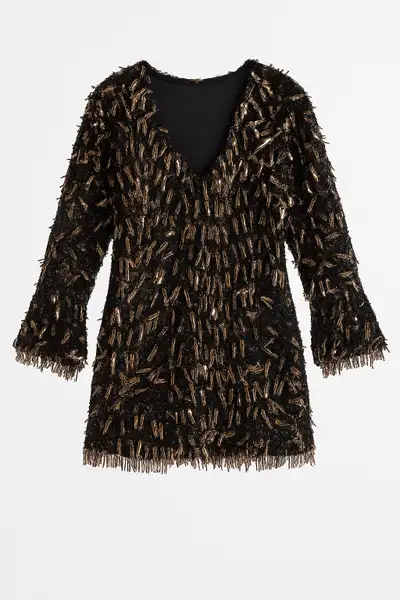 Sequin Embellished Black Dress, View more