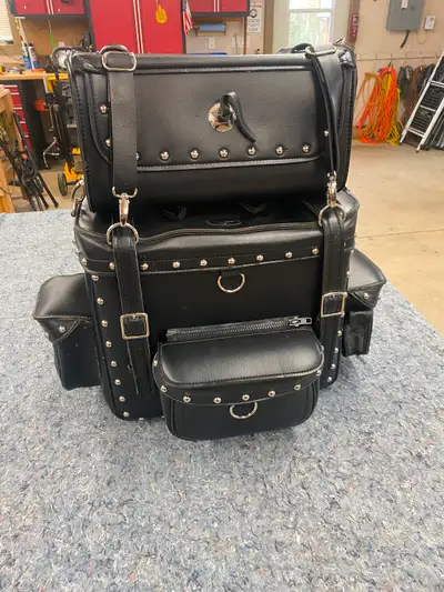 Genuine leather motorcycle travel bags. Excellent condition. Can be used together or separate. Rain...