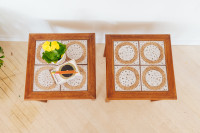 MCM Teak + Tile Side Tables — Price for Each