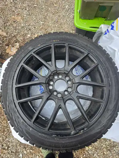6.5mm left on nokian hakkapeliita tires. Touren r60 rims. Dual bolt pattern 5x108/114.3.