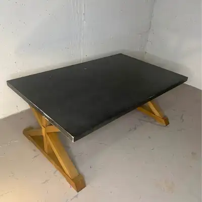 Coffee Table – 19"H x 48"W x 30"L – Metallic Top & Wood Legs / furniture