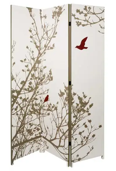 Paravent, arbre et oiseau rouge, View more