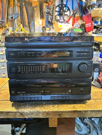 GE Stereo System Record Player Vinyl Turntable, Cassette, Radio, View more