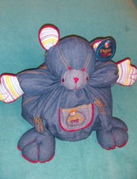 Gagou Tagou Plush Denim Potbelly Stuffed Teddy Bear Lovey Toy