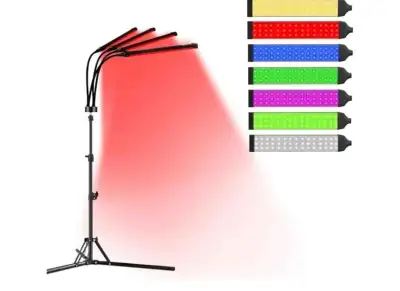 RED LIGHT Therapy LED 7 Colors Light Lamp with Adjustable Stand, with 360° Twistable Gooseneck, 180L...