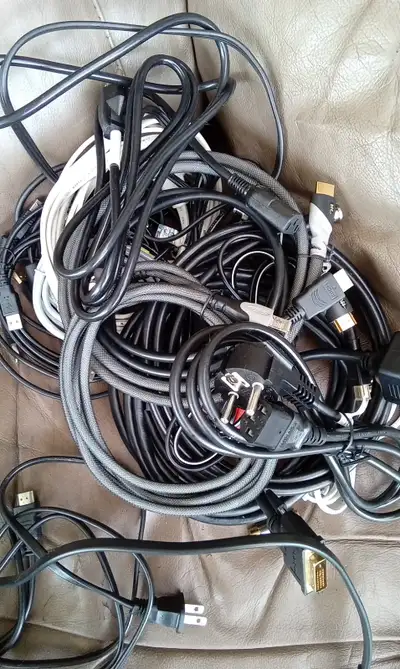 Usb,ethernet,power cords,cell phone charger cable, View more