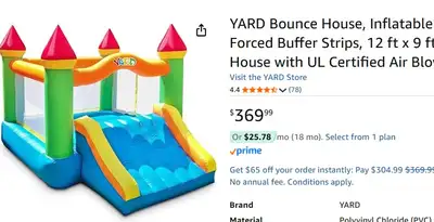 YARD Bounce House, Inflatable Royal Bouncer - 12 ft x 9 ft x 8 H, View more