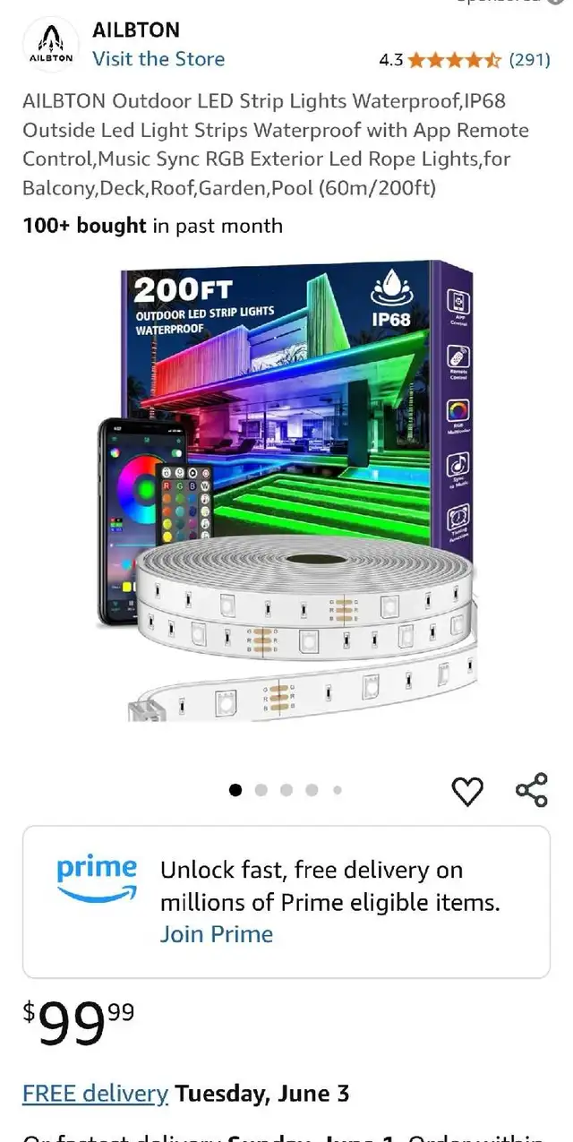 AILBTON LED Strip Lights 200FT