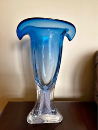 Adam Jablonski 16" crystal  art vase MCM 