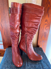 Cognac Brown Leather Boots