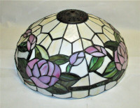 Vintage Tiffany Style Rose Flower Stain Glass Table Lamp Shade