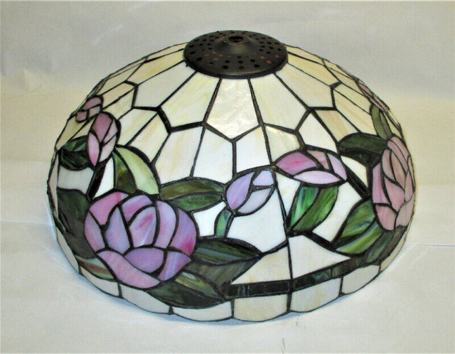 Vintage Tiffany Style Rose Flower Stain Glass Table Lamp Shade in Arts & Collectibles in Stratford