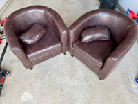 Leather Conversation Chair/Sofa Set With Cushion