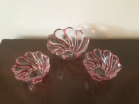 SET of Three (3) RED PEPPERMINT SWIRL Glass Dishes (Mikasa?)