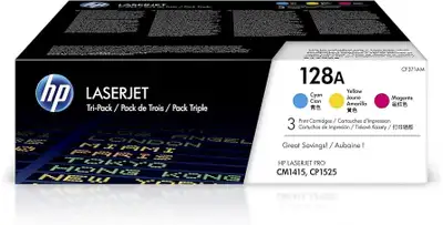 HP 128A Cyan, Magenta & Yellow Original Toner, 3 Cartridges, View more