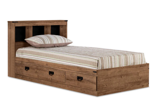 Twin Bed Frame with Bookcase Headboard in Beds & Mattresses in North Shore