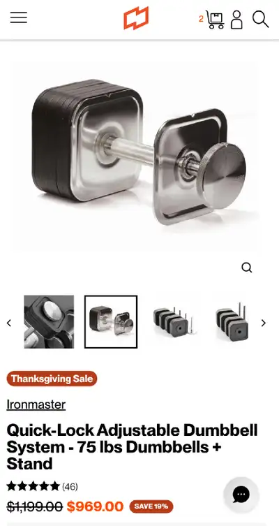 Ironmaster Quick-Lock Adjustable Dumbbell System 75 lbs, View more