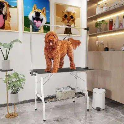 42" x 24" x 61", Foldable Dog Grooming Table, Black, View more