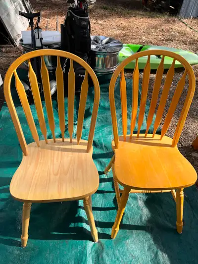 2 dining chairs. We think there oak., View more
