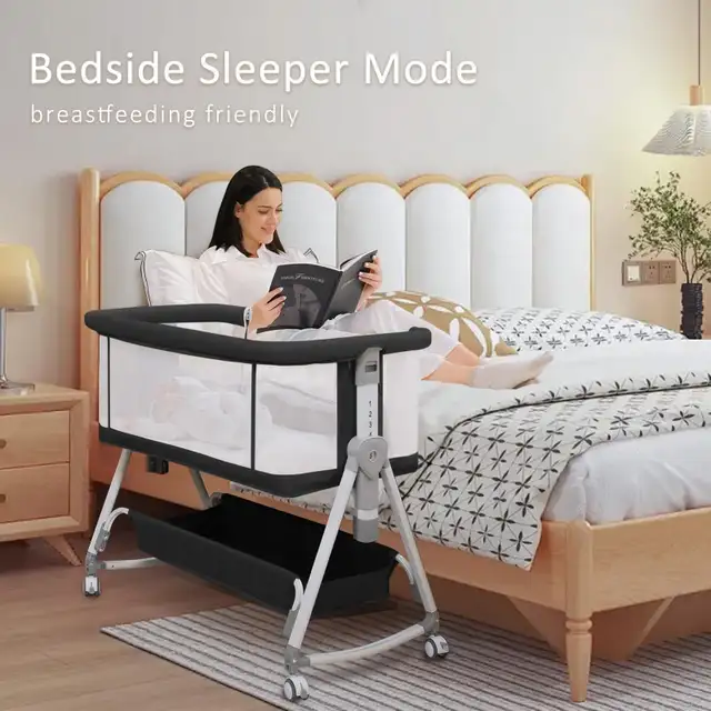 MEICHYUN Baby Bassinet Bedside Sleeper w Musical Toy in Cribs in Markham / York Region - Image 3