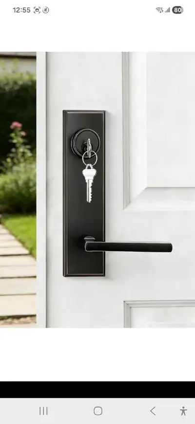 Front Door Handle -Modern Brushed Exterior Door Lock., View more