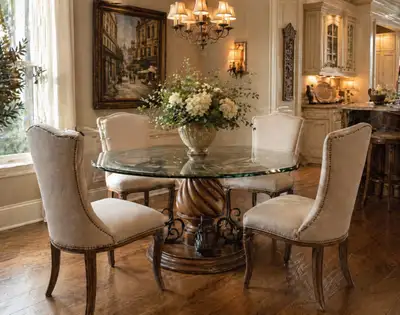Glass top table , View more