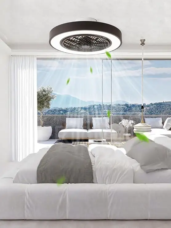 LEDIARY 20" Black Flush Mount Ceiling Fan with LED Light, Remote in Indoor Lighting & Fans in Mississauga / Peel Region - Image 3