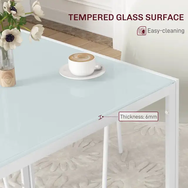 Square Kitchen Table for 2-4 People, Dining Table with Glass Top in Dining Tables & Sets in Markham / York Region - Image 5