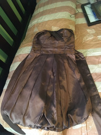 Brown Strapless Prom Dress