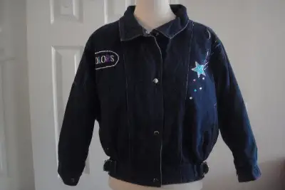woman/Man Denim Jean Jacket Rocker Punk Surf Motorcycle size M, View more