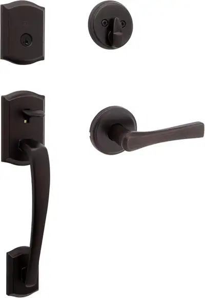 Weiser Prescott Venetian Bronze Front Door Lock and Handle Set, View more
