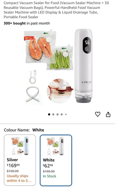 Compact Vacuum Sealer for Food (Vacuum Sealer Machine + 30 Reusable Vacuum Bags), Powerful Handheld...