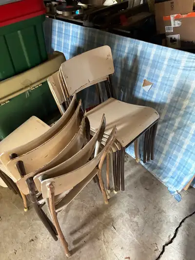 8’ wood tables and chairs, View more