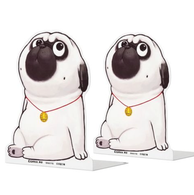 2 Pcs Comix Metal Bookends for Shelves, Puppy-Shape Design Book Ends