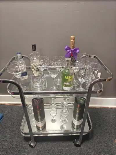 Modern Mirrored Bar Cart, View more