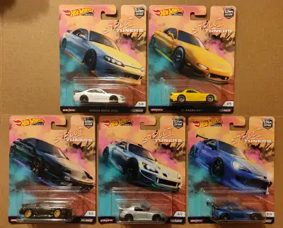 New Hot Wheels Premium Car Culture Street Tuners complete set of five 1/64 diecast cars with Real Ri...