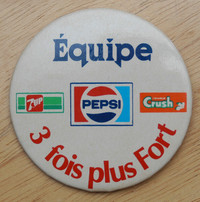 Macaron épinglette Pepsi - 7Up - Crush vintage
